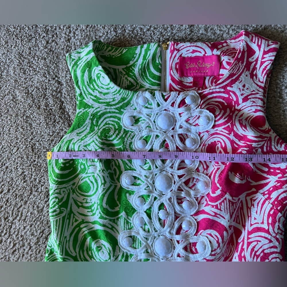 Lilly Pulitzer Jubilee Flam Alama Shift Dress 2 Daiquiri Pink/Green Pocket Bead - Picture 11 of 13